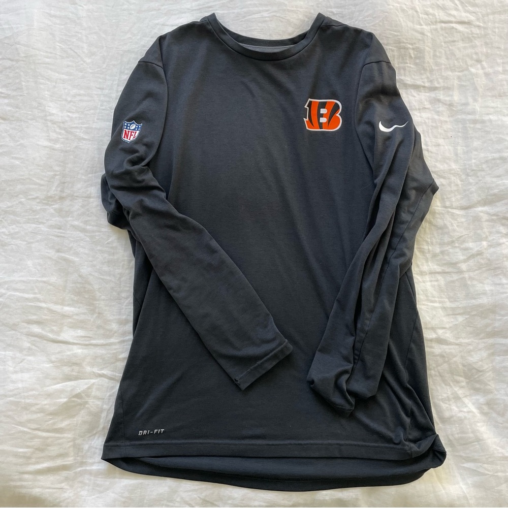 🐅CINCINNATI BENGALS NIKE DRI FIT LONG SLEEVE BLACK SIZE LARGE